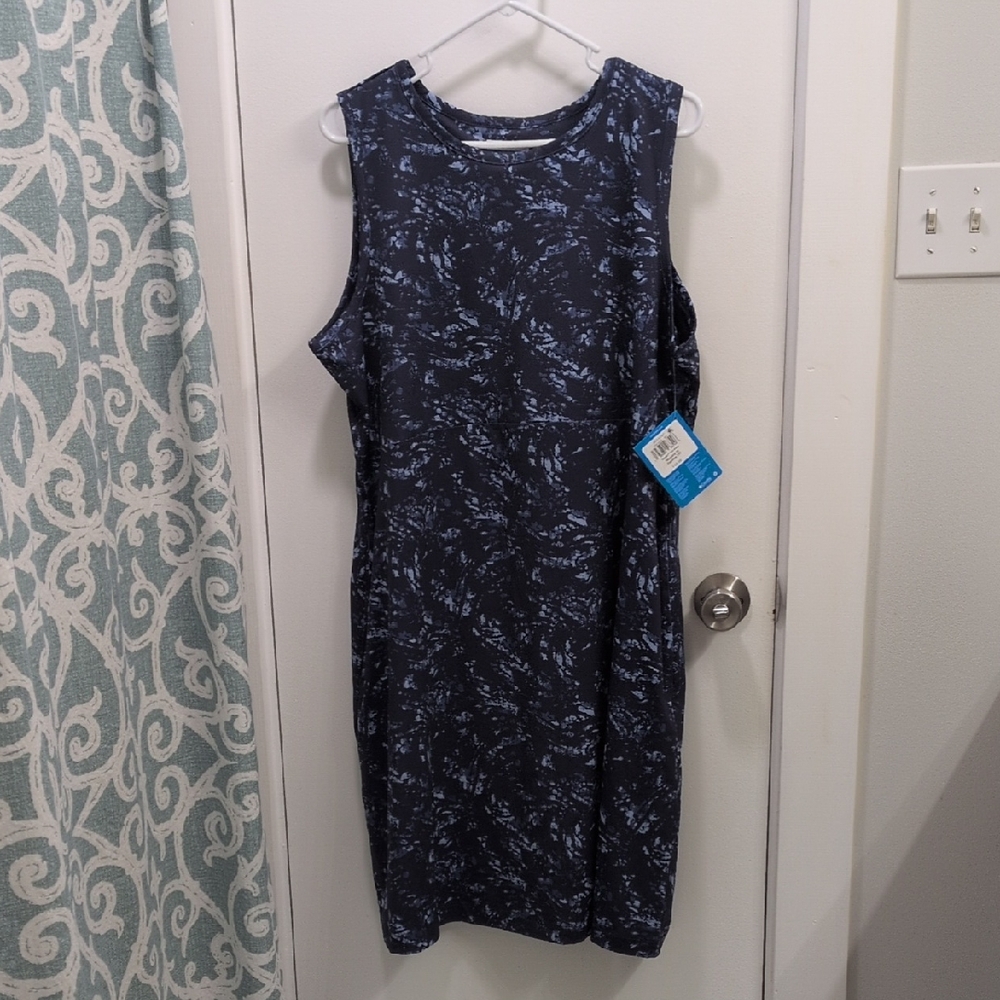 Columbia Omni Wick/Freeze/Shade Tank Dress, Women's 1X, Navy Blue With 2 Pockets